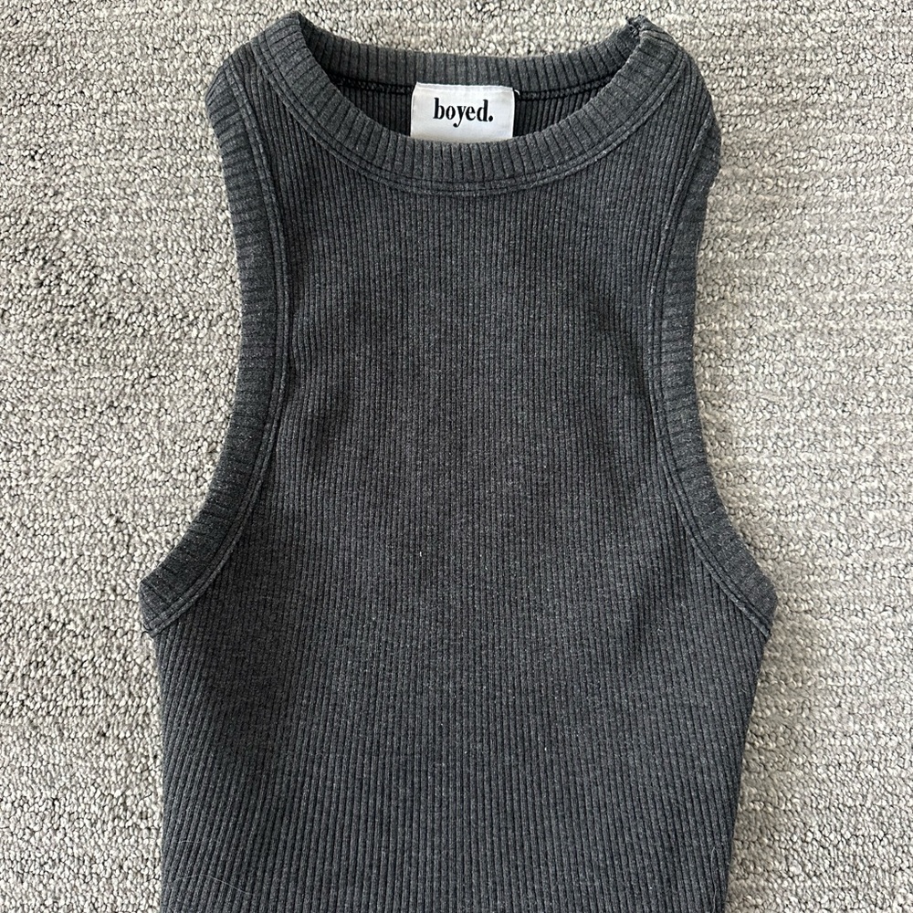 DISCONTINUED BOYED Gray Ribbed Tank Top
